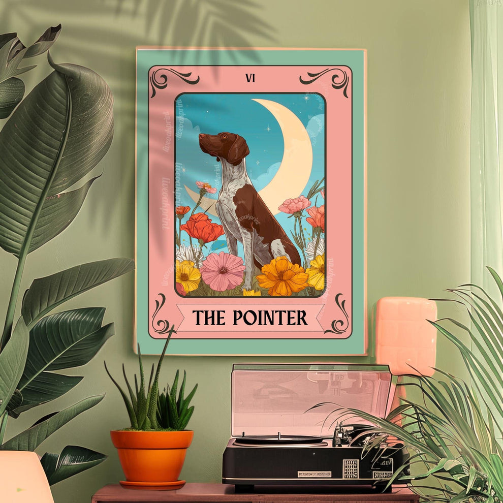 German Shorthaired Pointer Wall Art – GSP Tarot Dog Art Print – GSP Gift for Dog Lovers Boho Tarot Poster Pet Decor for Living Room