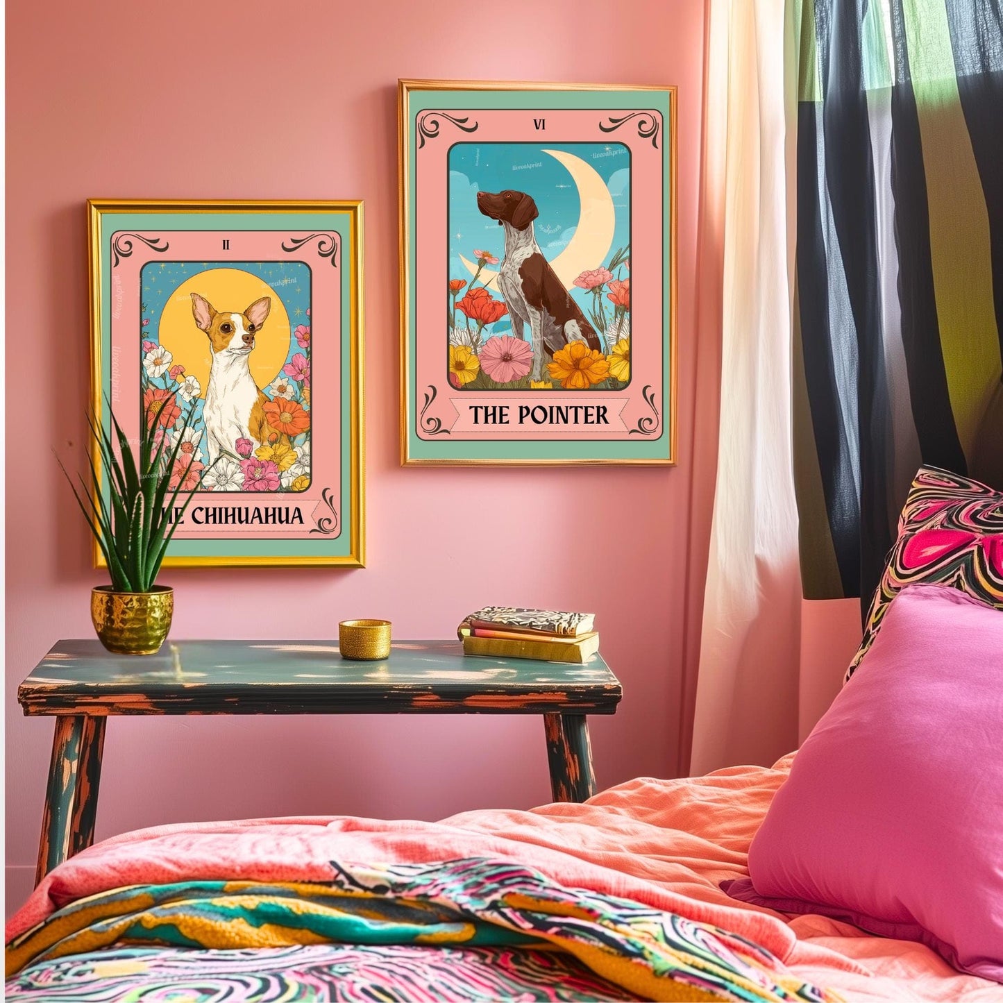 German Shorthaired Pointer Wall Art – GSP Tarot Dog Art Print – GSP Gift for Dog Lovers Boho Tarot Poster Pet Decor for Living Room