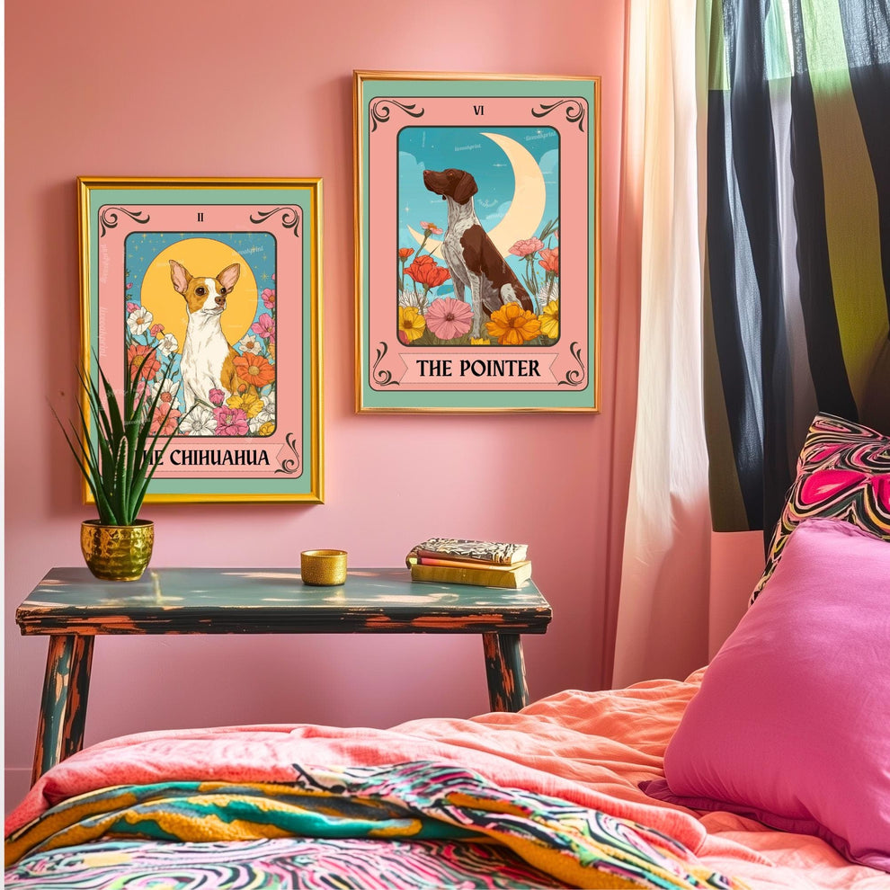 German Shorthaired Pointer Wall Art – GSP Tarot Dog Art Print – GSP Gift for Dog Lovers Boho Tarot Poster Pet Decor for Living Room