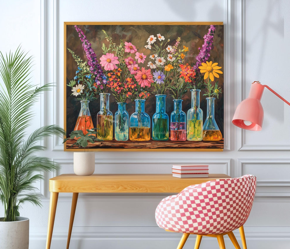 Flasks, Test Tubes & Wildflowers (Neutral Tones)