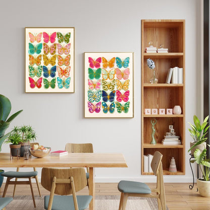 Set of 2 Butterfly Wall Art Prints – Colorful Maximalist Decor Boho Bedroom Art Playroom Decor or Eclectic Gallery Walls Pink Dorm Decor