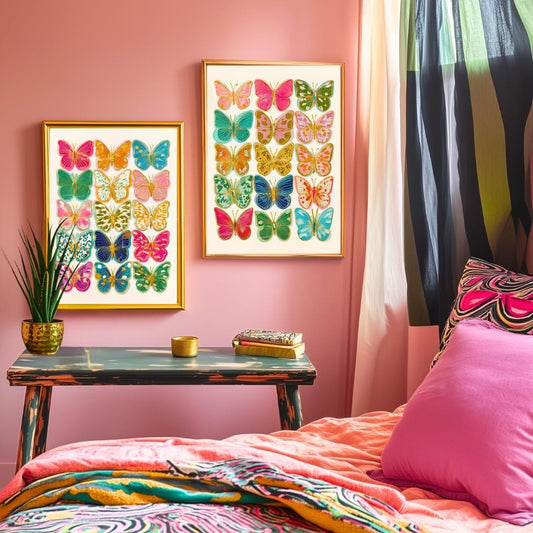 Set of 2 Butterfly Wall Art Prints