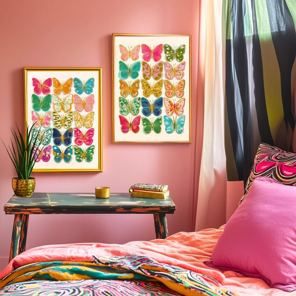 Set of 2 Butterfly Wall Art Prints