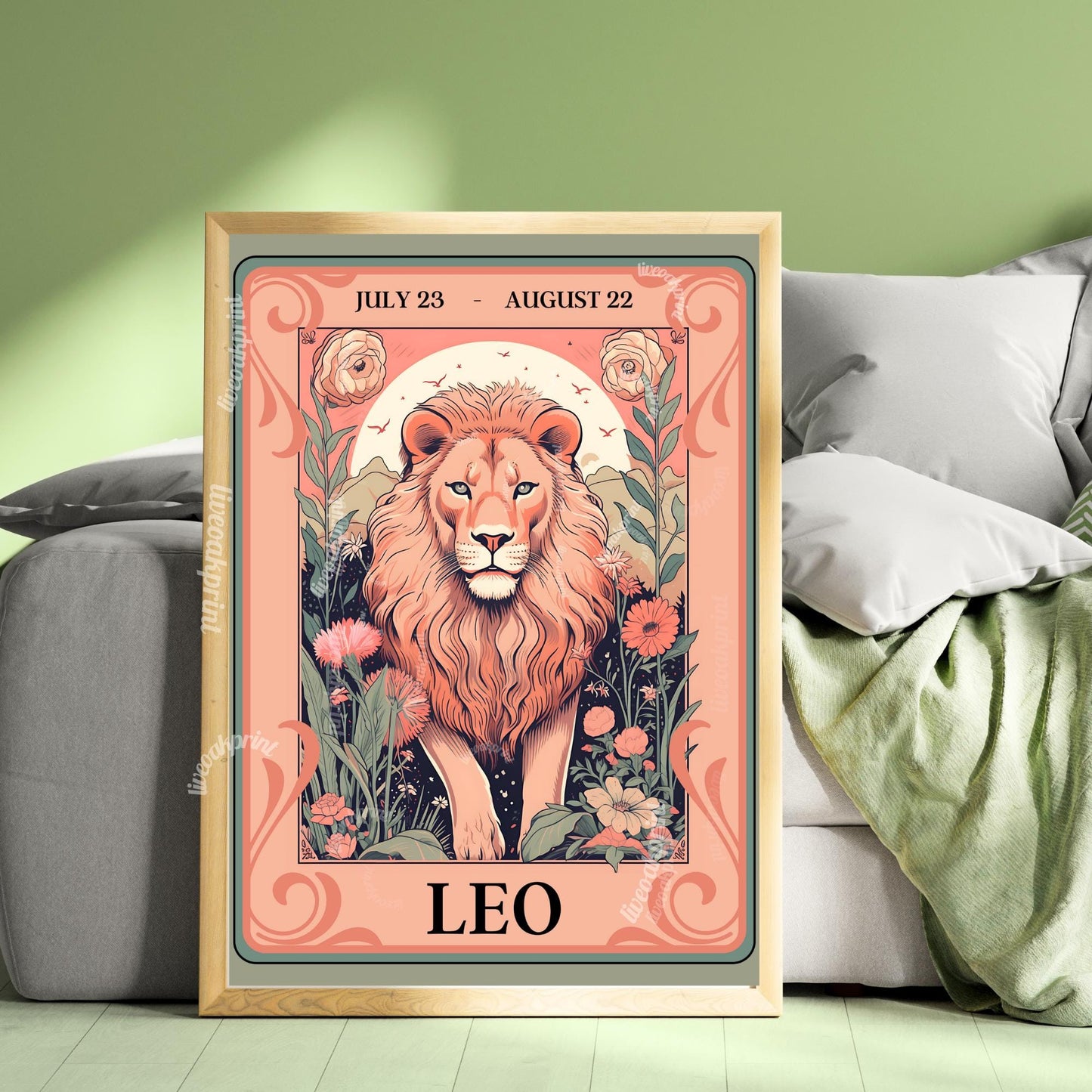 Leo Tarot Print – Leo Gift, Leo Art Print Zodiac Wall Art Astrology Dorm Decor Wall Print August Birthday Gift Leo Wall Art Leo Home Decor
