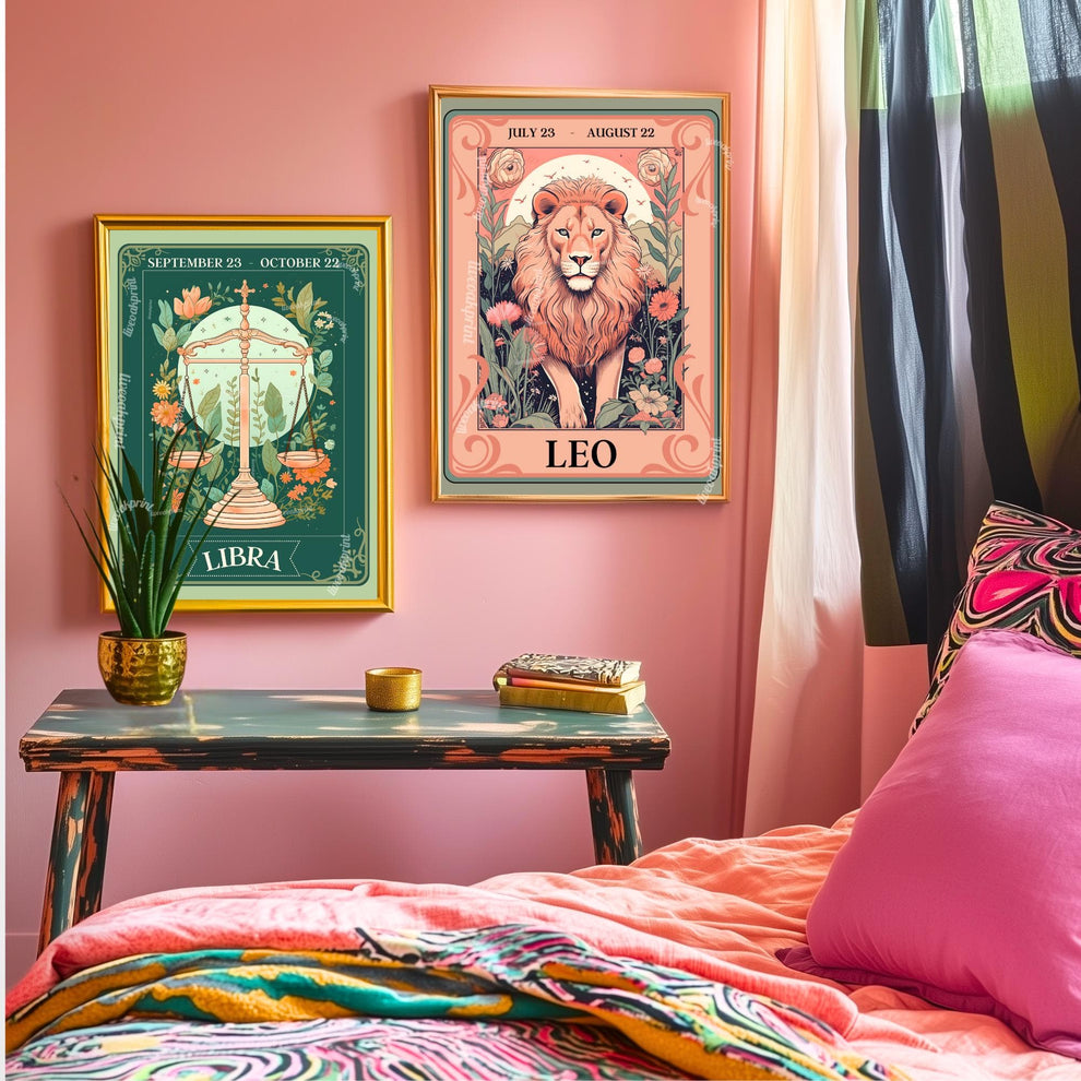 Leo Tarot Print – Leo Gift, Leo Art Print Zodiac Wall Art Astrology Dorm Decor Wall Print August Birthday Gift Leo Wall Art Leo Home Decor