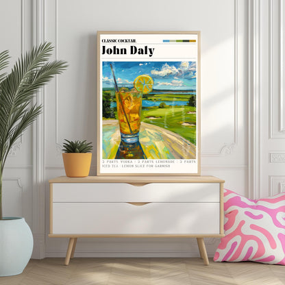 John Daly Cocktail Print – Golf Cocktail Wall Art Bar Cart Decor Iced Tea Lemonade Whiskey Drink Print Gift for Golfers & Cocktail Lovers