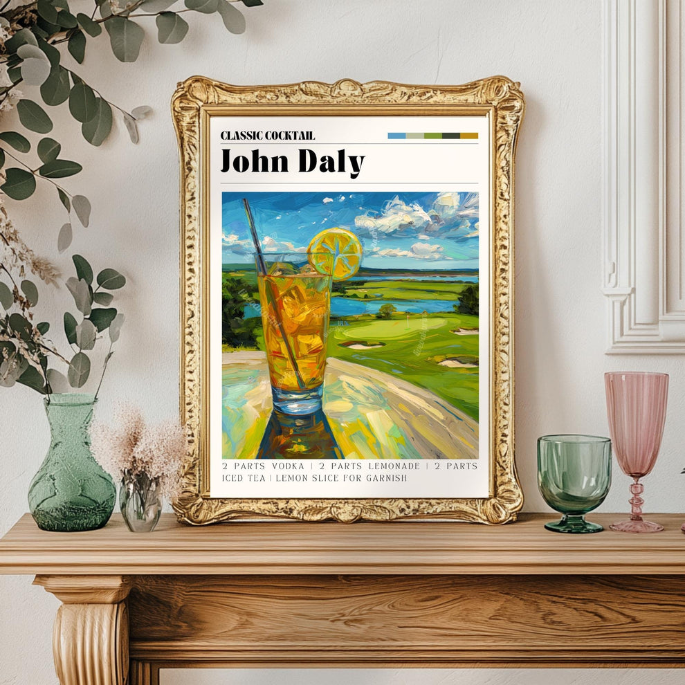 John Daly Cocktail Print – Golf Cocktail Wall Art Bar Cart Decor Iced Tea Lemonade Whiskey Drink Print Gift for Golfers & Cocktail Lovers