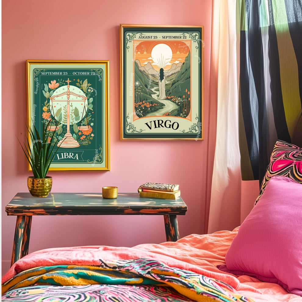 Virgo Tarot Print – Virgo Gift, Virgo Art Print Zodiac Wall Art Astrology Dorm Decor Wall Print September Birthday Gift Virgo Home Decor