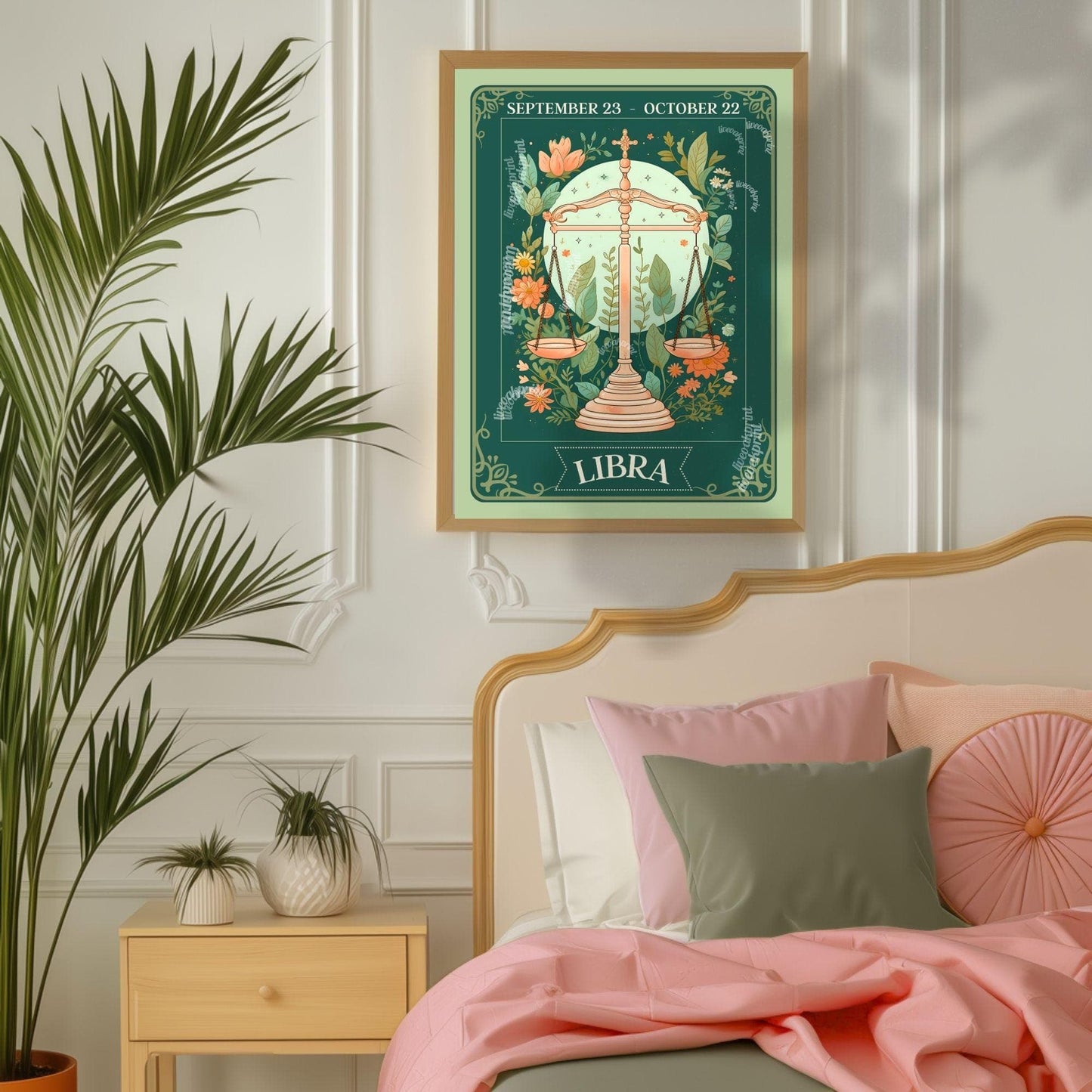 Libra Tarot Print – Libra Gift, Libra Art Print Zodiac Wall Art Astrology Dorm Decor Wall Print October Birthday Gift Libra Home Decor