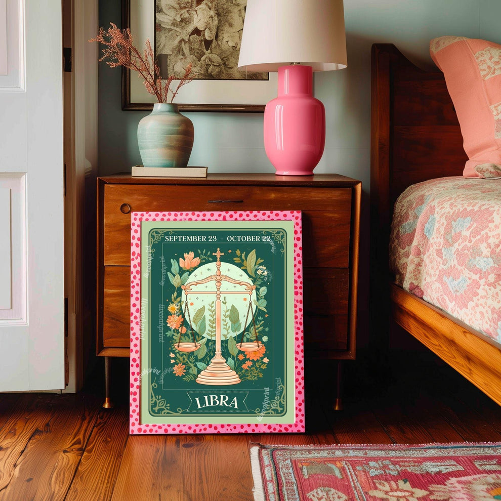 Libra Tarot Print – Libra Gift, Libra Art Print Zodiac Wall Art Astrology Dorm Decor Wall Print October Birthday Gift Libra Home Decor