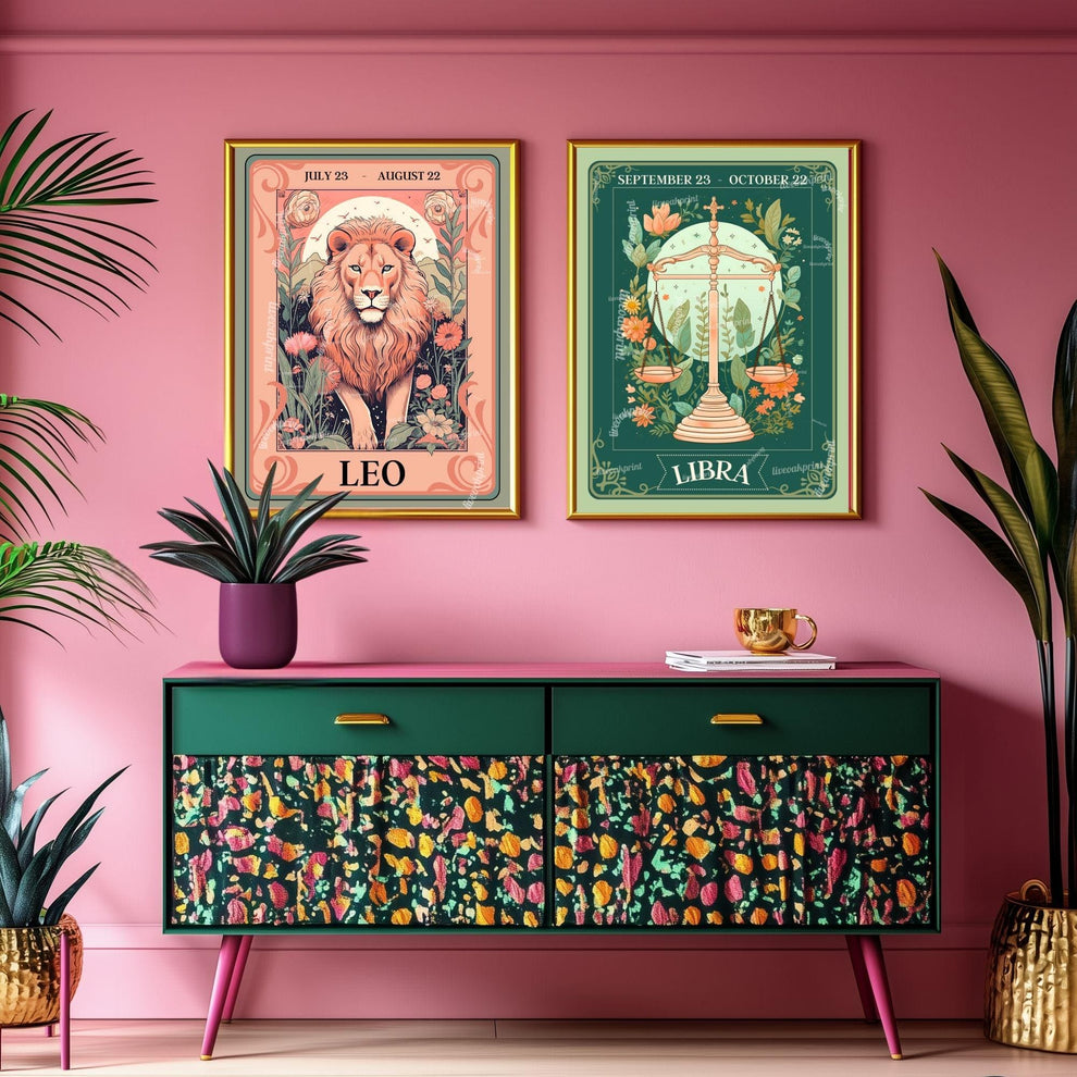 Libra Tarot Print – Libra Gift, Libra Art Print Zodiac Wall Art Astrology Dorm Decor Wall Print October Birthday Gift Libra Home Decor