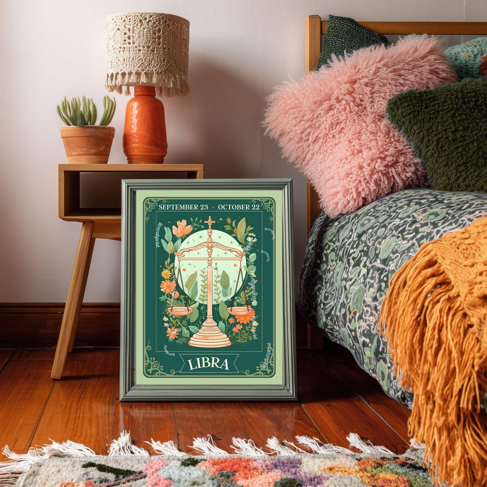 Libra Tarot Print – Libra Gift, Libra Art Print Zodiac Wall Art Astrology Dorm Decor Wall Print October Birthday Gift Libra Home Decor