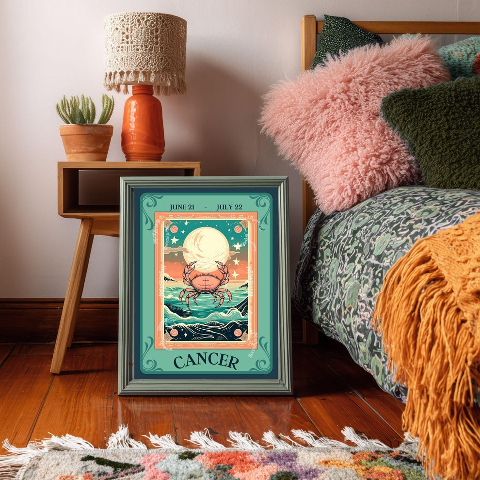 Cancer Tarot Print – Cancer Gift, Cancer Art Print Zodiac Wall Art Astrology Dorm Decor Wall Print July Birthday Gift Cancer Home Decor