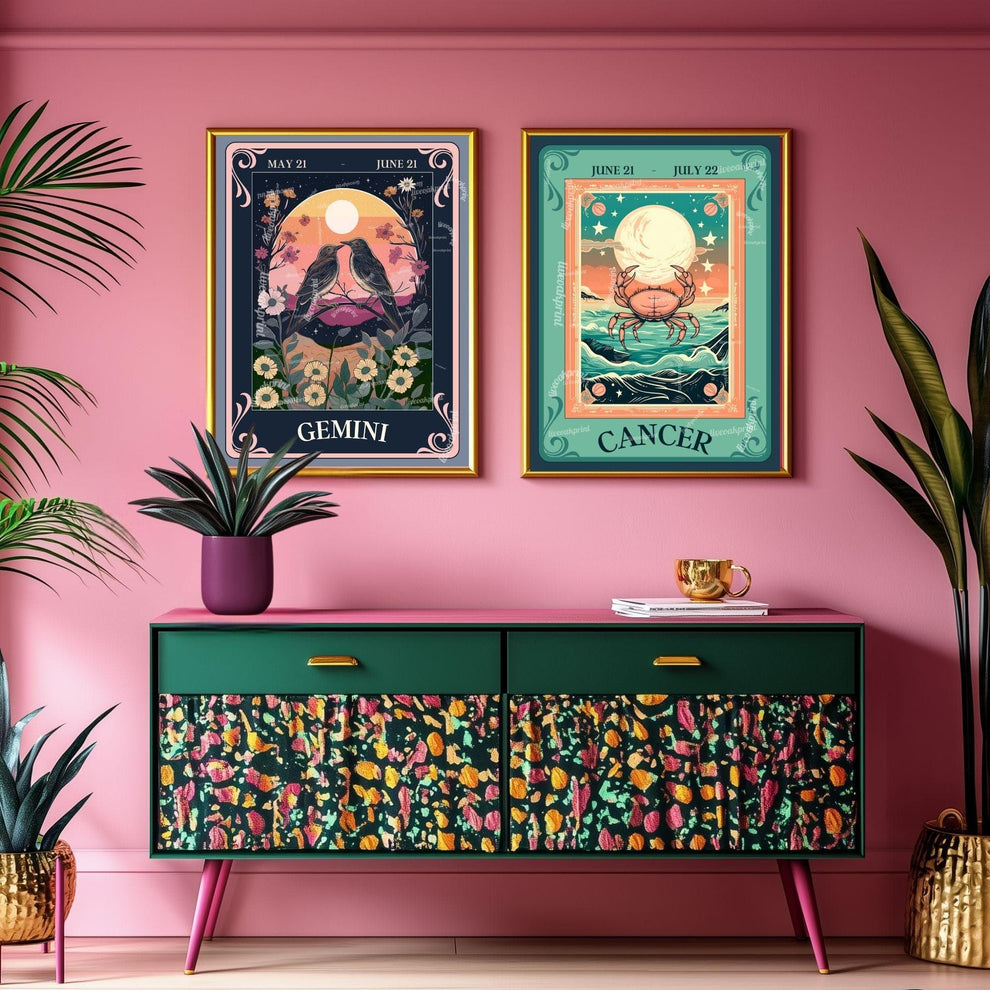 Cancer Tarot Print – Cancer Gift, Cancer Art Print Zodiac Wall Art Astrology Dorm Decor Wall Print July Birthday Gift Cancer Home Decor