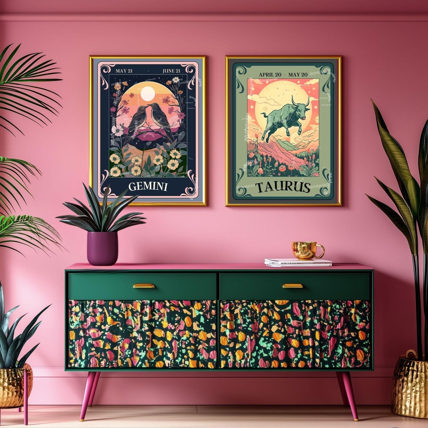 Taurus Tarot Print – Taurus Gift, Taurus Art Print Zodiac Wall Art Astrology Decor Earth Sign Wall Print April Birthday Gift Taurus Decor