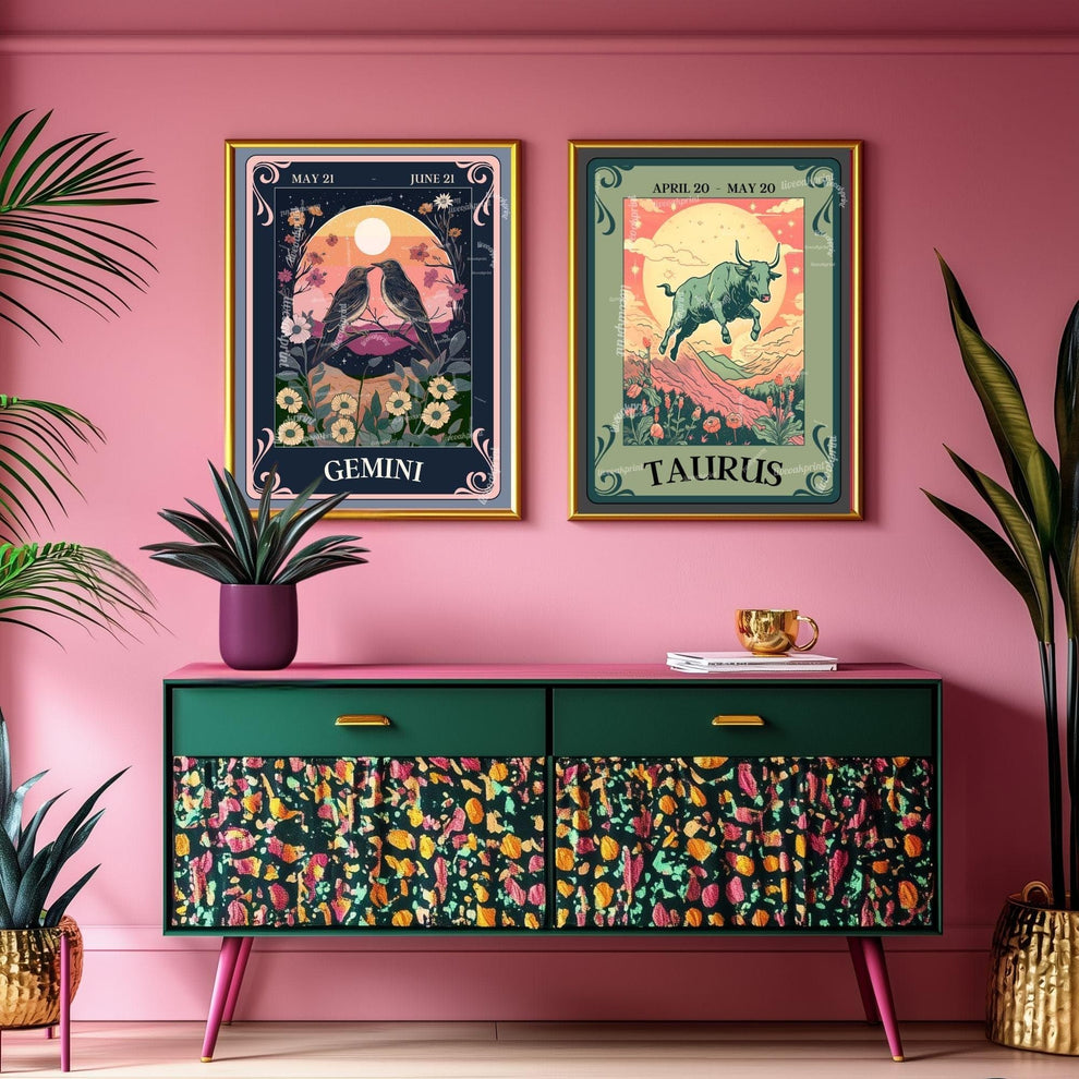 Taurus Tarot Print – Taurus Gift, Taurus Art Print Zodiac Wall Art Astrology Decor Earth Sign Wall Print April Birthday Gift Taurus Decor