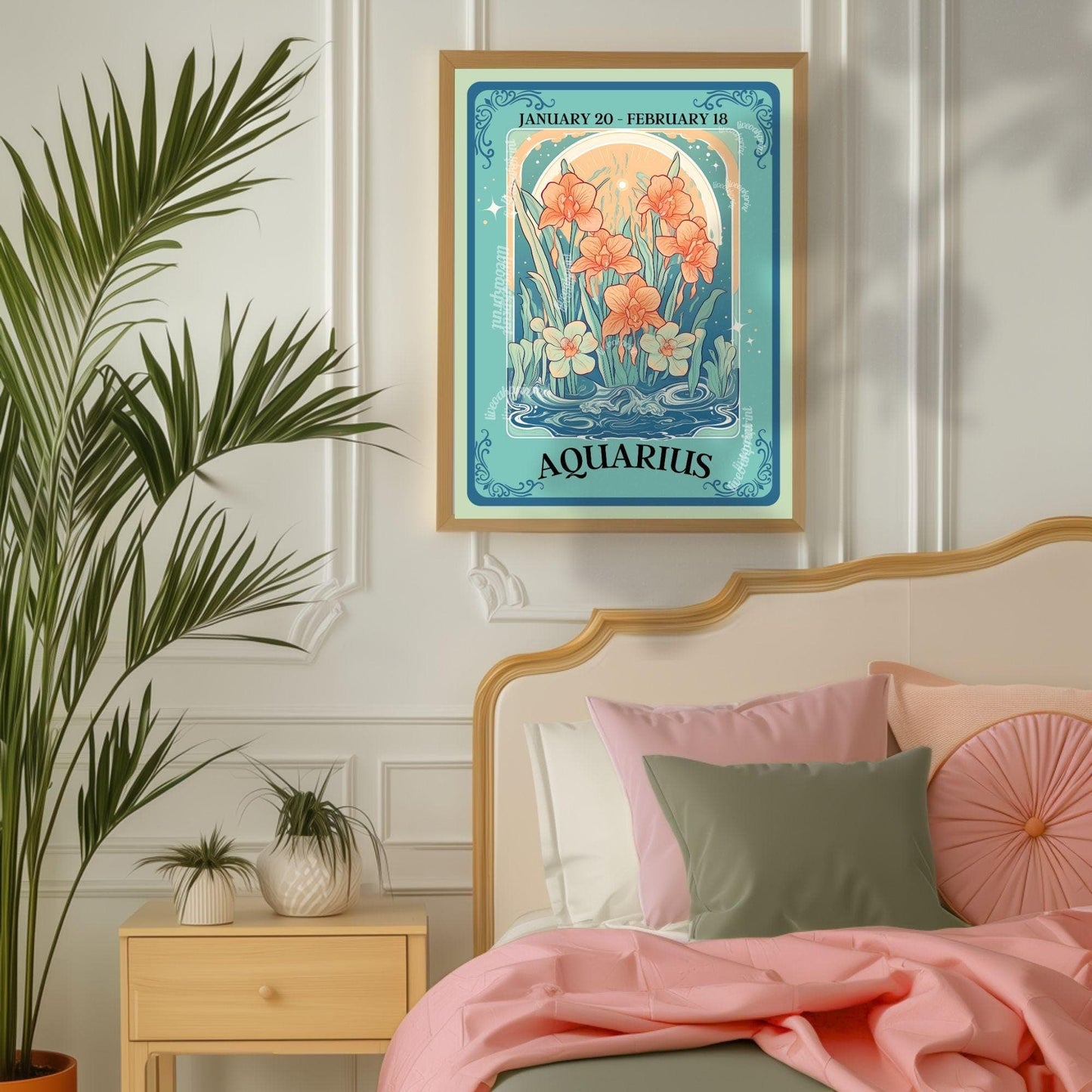 Aquarius Tarot Print – Aquarius Gift, Aquarius Art Print Zodiac Wall Art Astrology Decor Air Sign Wall Print January Birthday Gift