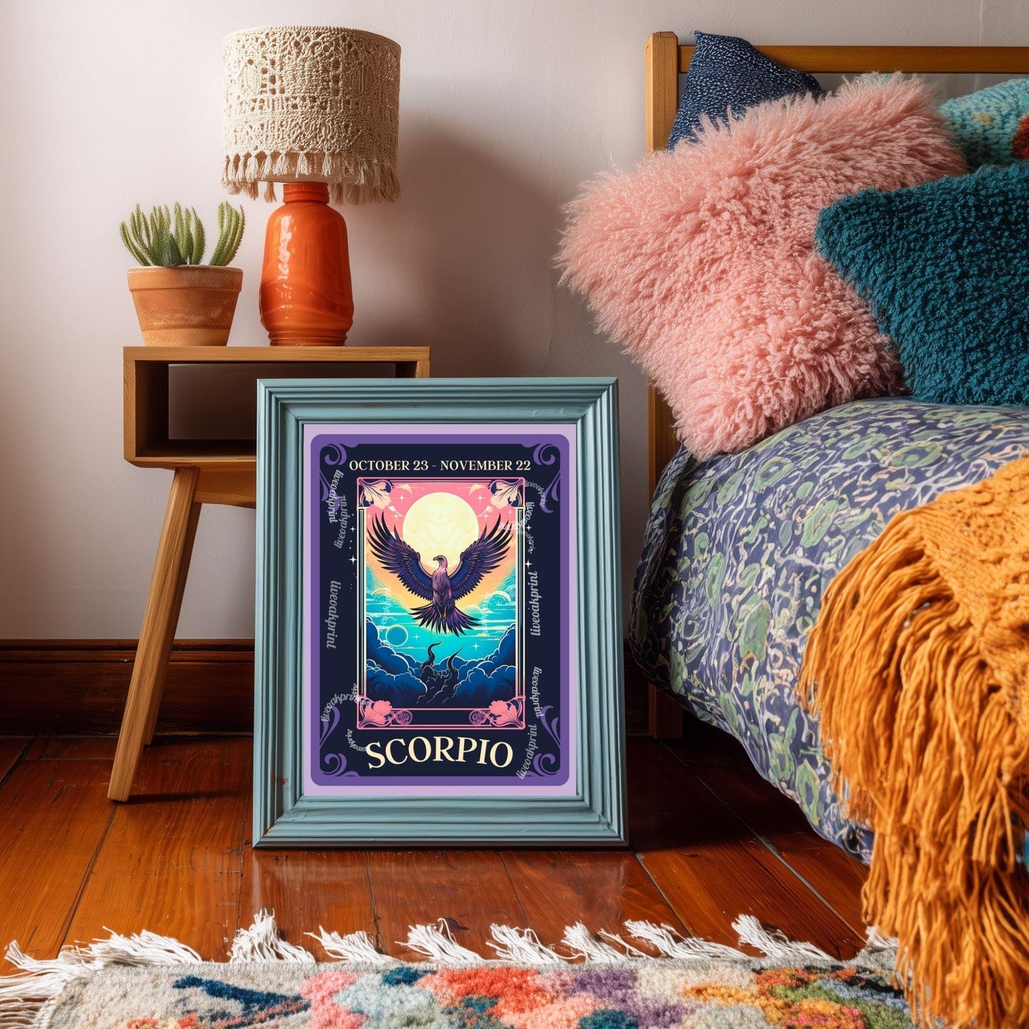 Scorpio Tarot Print – Scorpio Gift, Zodiac Wall Art Astrology Decor Mysterious Water Sign Poster October Birthday Scorpio Art Print