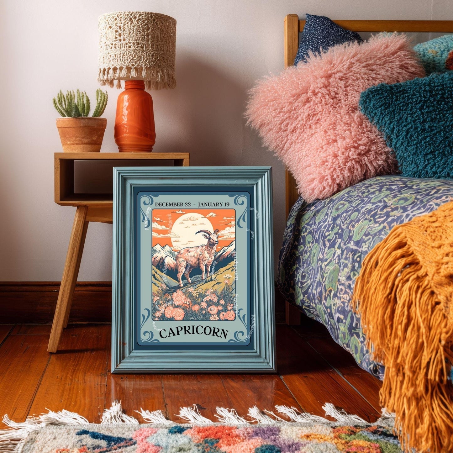 Capricorn Tarot Print – Capricorn Gift, Zodiac Wall Art Astrology Decor Ambitious Earth Sign Poster January Birthday Capricorn Art Print