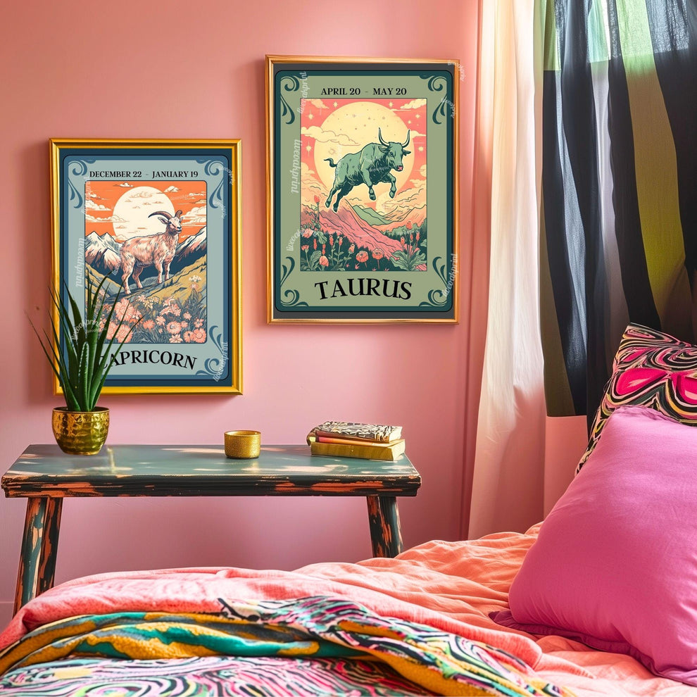 Capricorn Tarot Print – Capricorn Gift, Zodiac Wall Art Astrology Decor Ambitious Earth Sign Poster January Birthday Capricorn Art Print