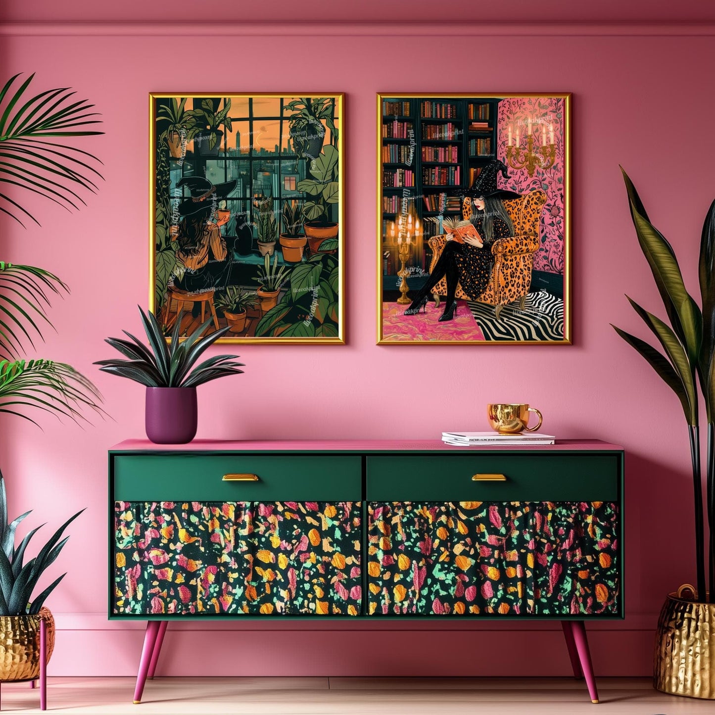 Witch Drinking Coffee Wall Art