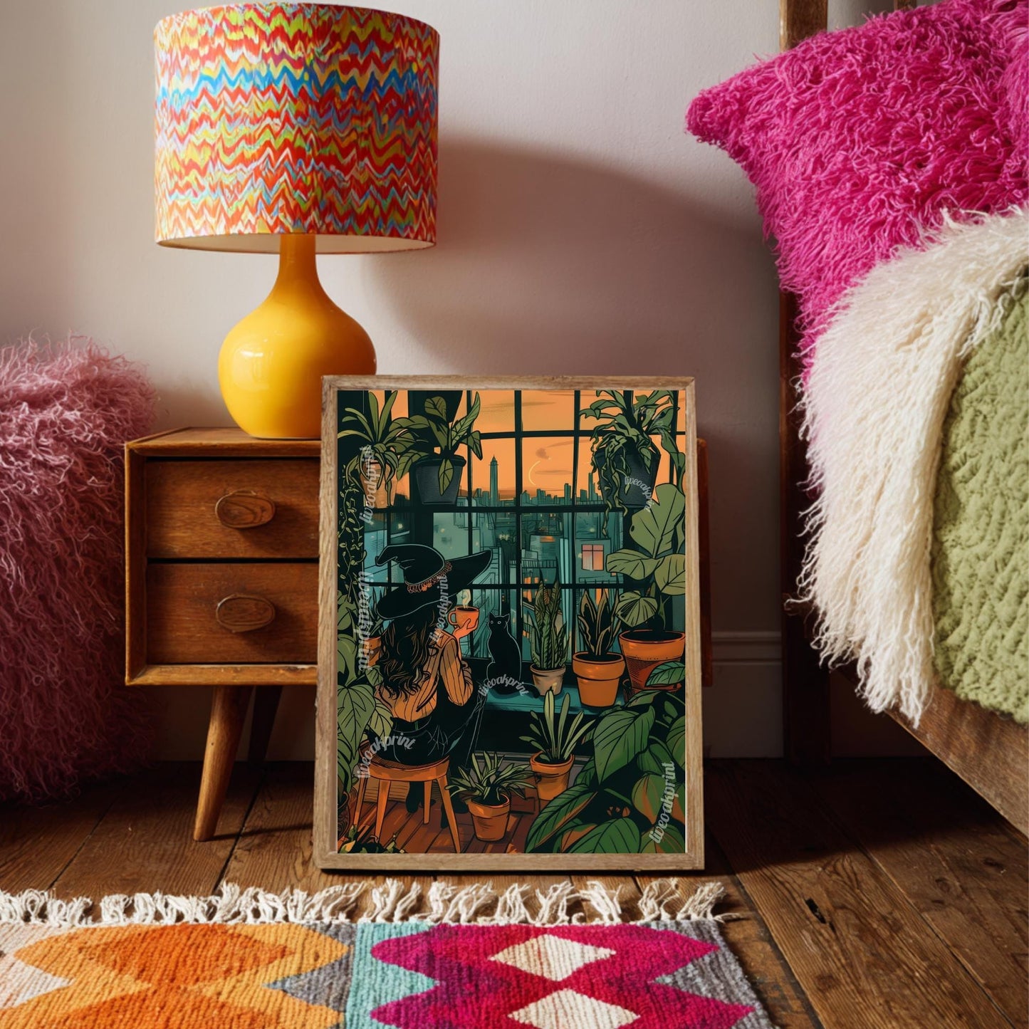 Witch Drinking Coffee Wall Art