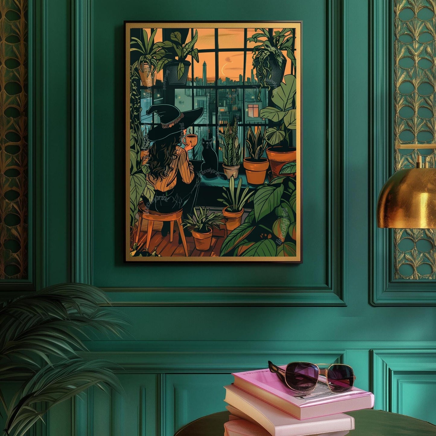 Witch Drinking Coffee Wall Art