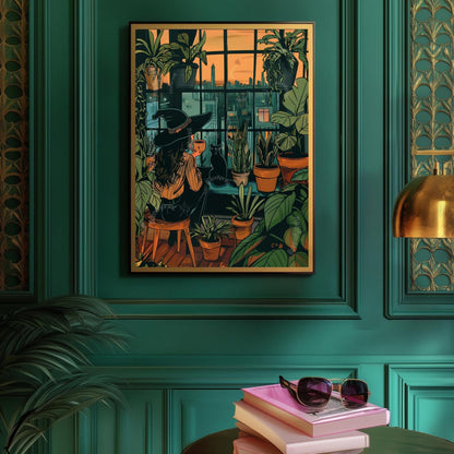 Witch Drinking Coffee Wall Art