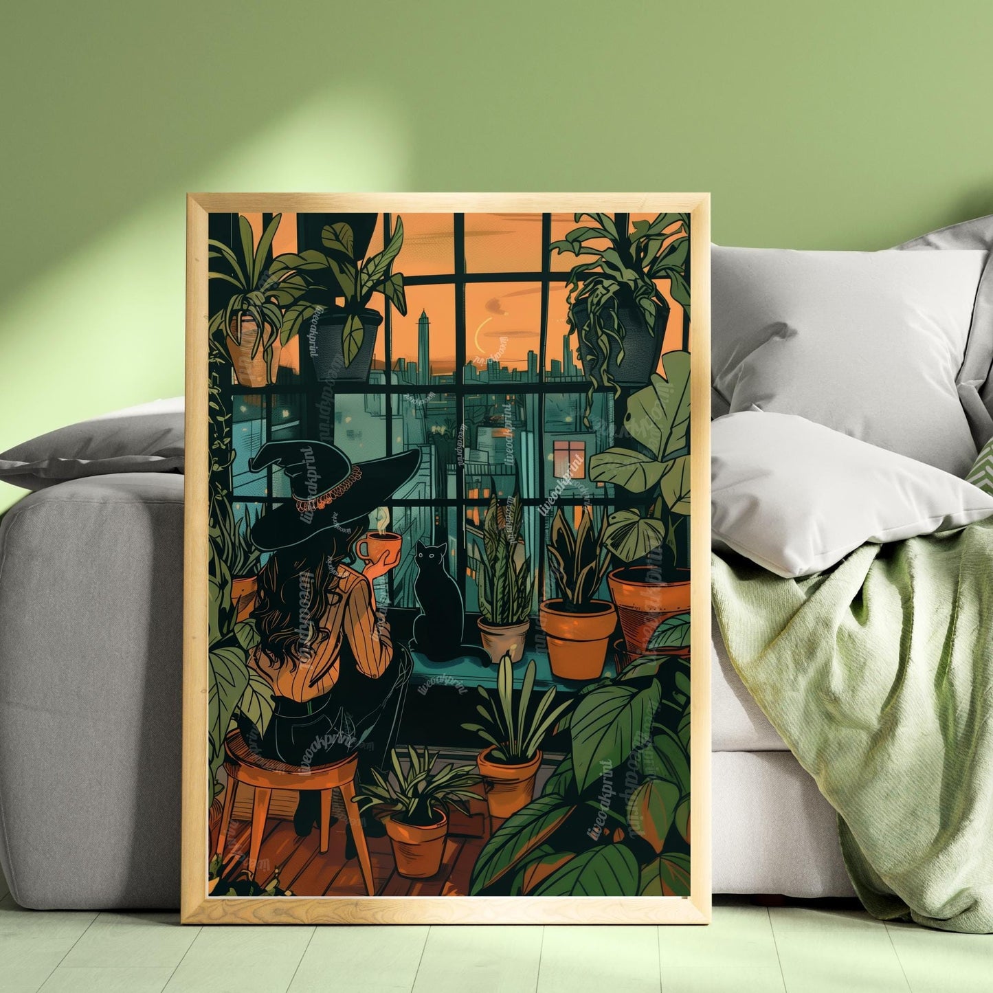 Witch Drinking Coffee Wall Art