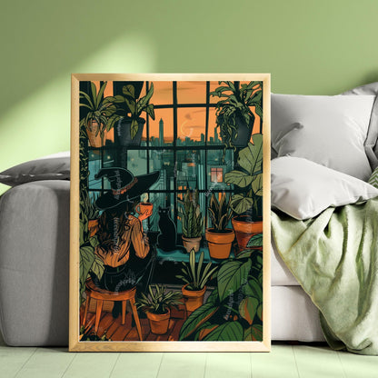 Witch Drinking Coffee Wall Art