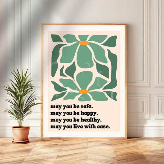May You Be Safe Metta Prayer Print
