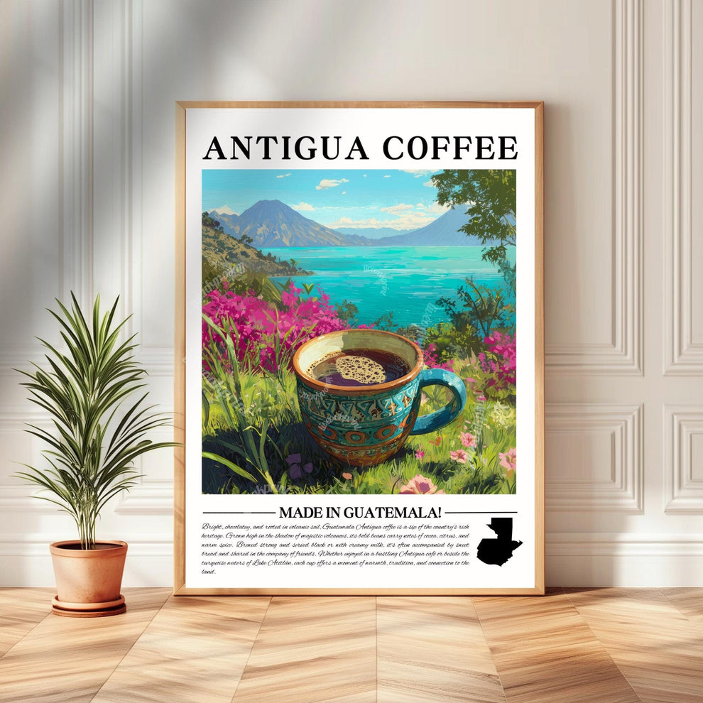 Guatemala Coffee Wall Art – Guatemala Kitchen Decor Tropical Coffee Print Guatemalan Café Poster Central America Home Decor Guatemala