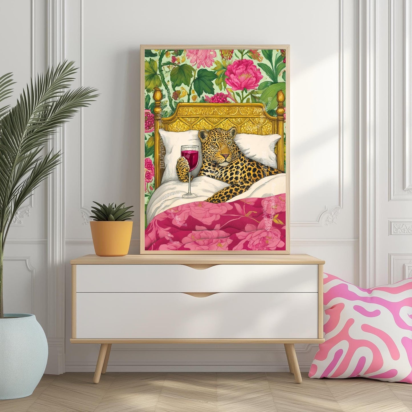 Cozy Leopard Relaxes With Wine
