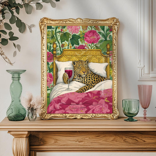 Cozy Leopard Relaxes With Wine