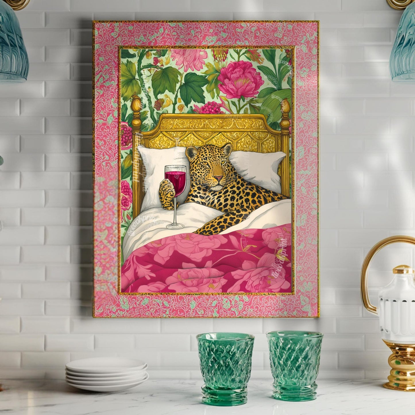 Cozy Leopard Relaxes With Wine