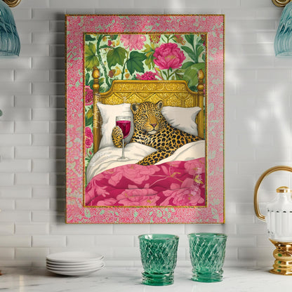 Cozy Leopard Relaxes With Wine