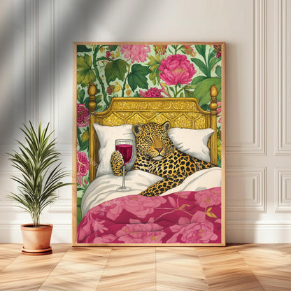 Cozy Leopard Relaxes With Wine
