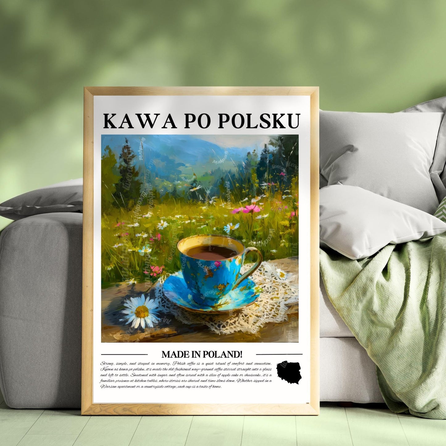 Polish Coffee Wall Art – Poland Kitchen Decor Rustic Coffee Print Polish Cafe Poster Countryside Art Print Coffee Lover Gift