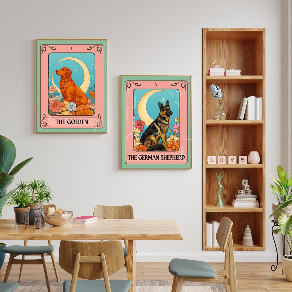 Golden Retriever Tarot Card (Red Golden)– Red Golden Retriever Wall Art Print Gift for Dog Lovers Dog Art Golden Retriever Decor