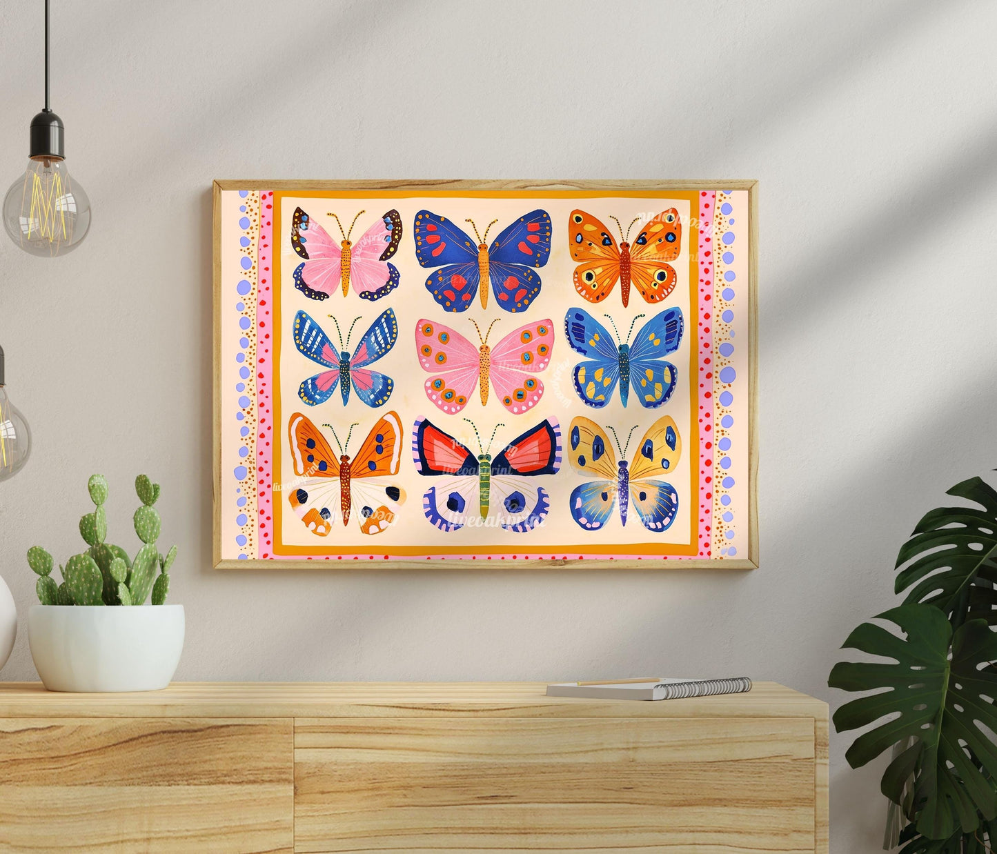 Horizontal Butterfly Print – Colorful Butterfly Wall Art Nature-Inspired Decor Maximalist Gallery Wall Dopamine Decor Over Couch Wall Art