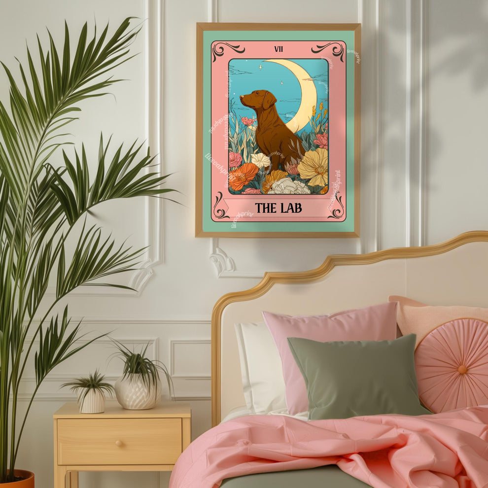 The Lab Tarot Card Art Print: Chocolate Lab Wall Art, Gift for Chocolate Lab Owner