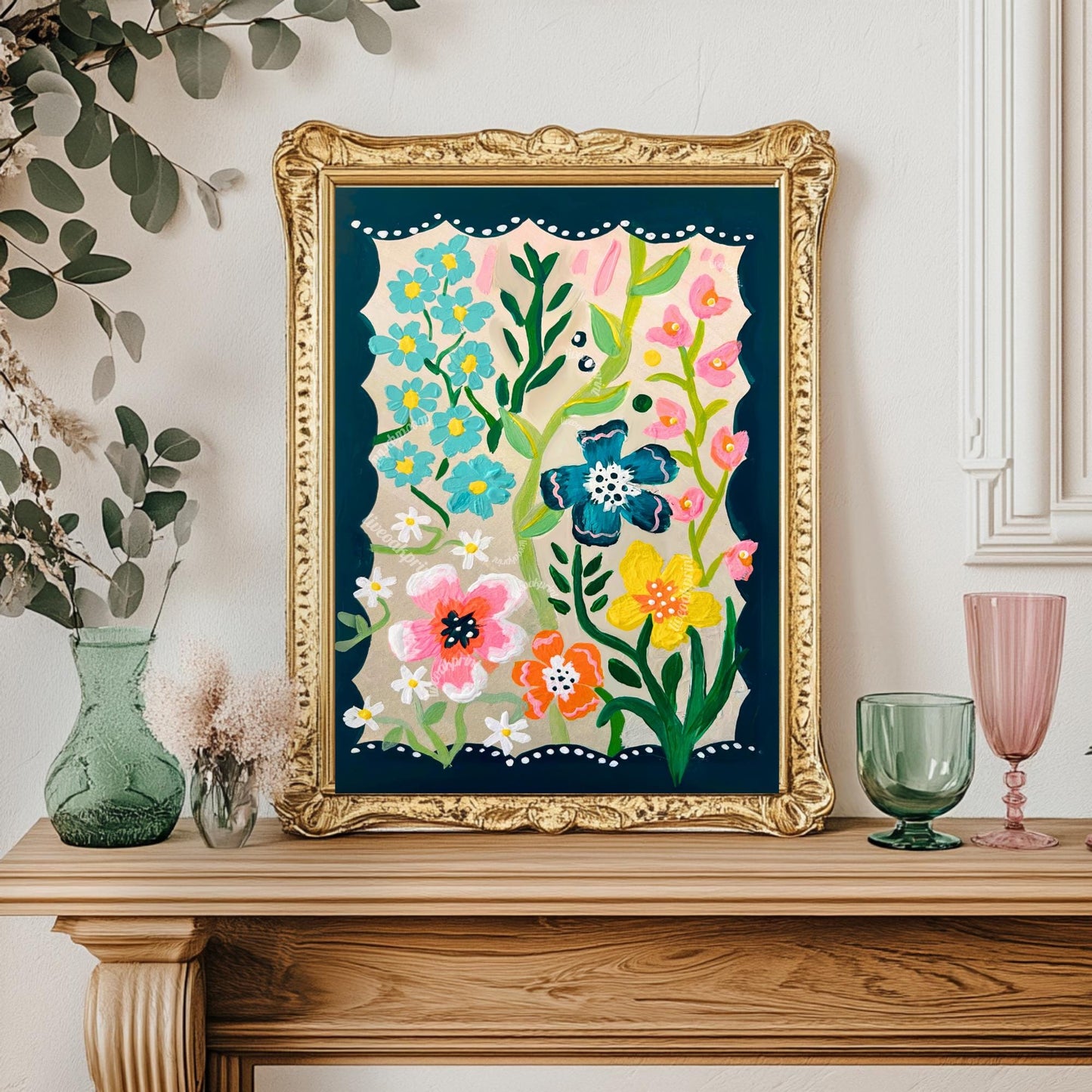 Midnight Green Garden Print