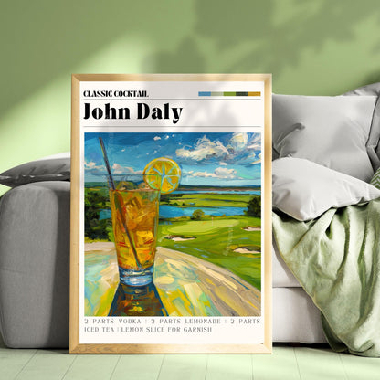 John Daly Cocktail Print – Golf Cocktail Wall Art Bar Cart Decor Iced Tea Lemonade Whiskey Drink Print Gift for Golfers & Cocktail Lovers