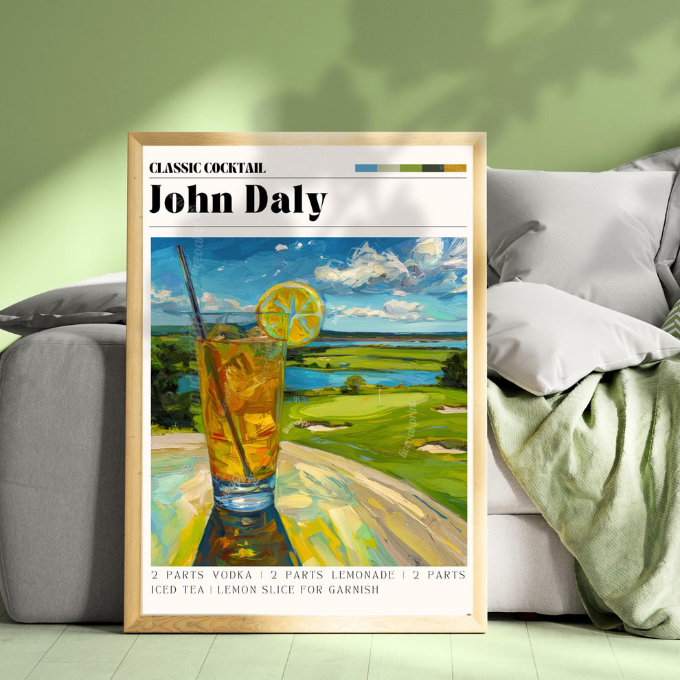 John Daly Cocktail Print – Golf Cocktail Wall Art Bar Cart Decor Iced Tea Lemonade Whiskey Drink Print Gift for Golfers & Cocktail Lovers