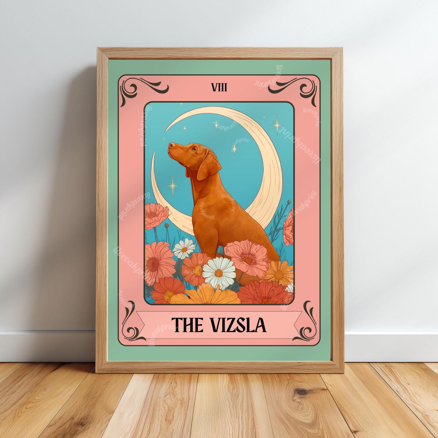 The Vizsla Tarot Card Art Print - Vizsla Wall Art Dog Owner Gift Vizsla Gift Ideas