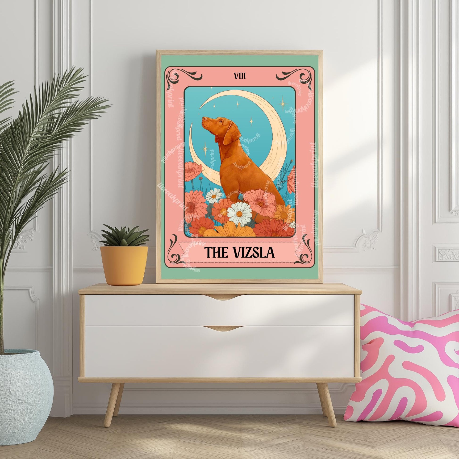 The Vizsla Tarot Card Art Print - Vizsla Wall Art Dog Owner Gift Vizsla Gift Ideas