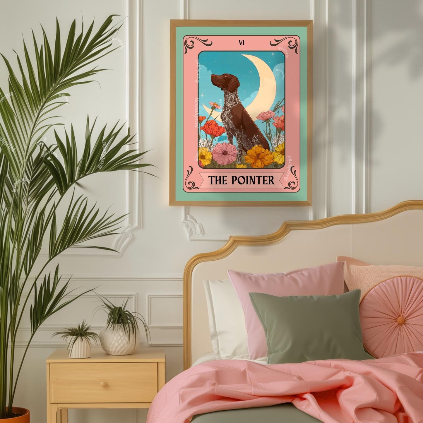 Liver Roan German Shorthaired Pointer Wall Art – GSP Tarot Dog Art Print