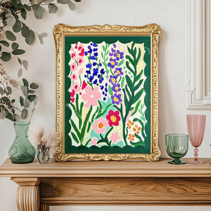 Green Dopamine Flowers Wall Art