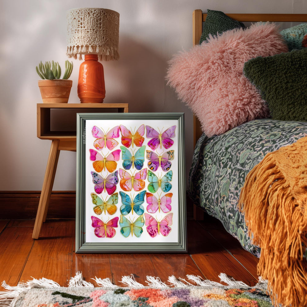 Vibrant Butterfly Wall Art Print – Maximalist Dopamine Decor