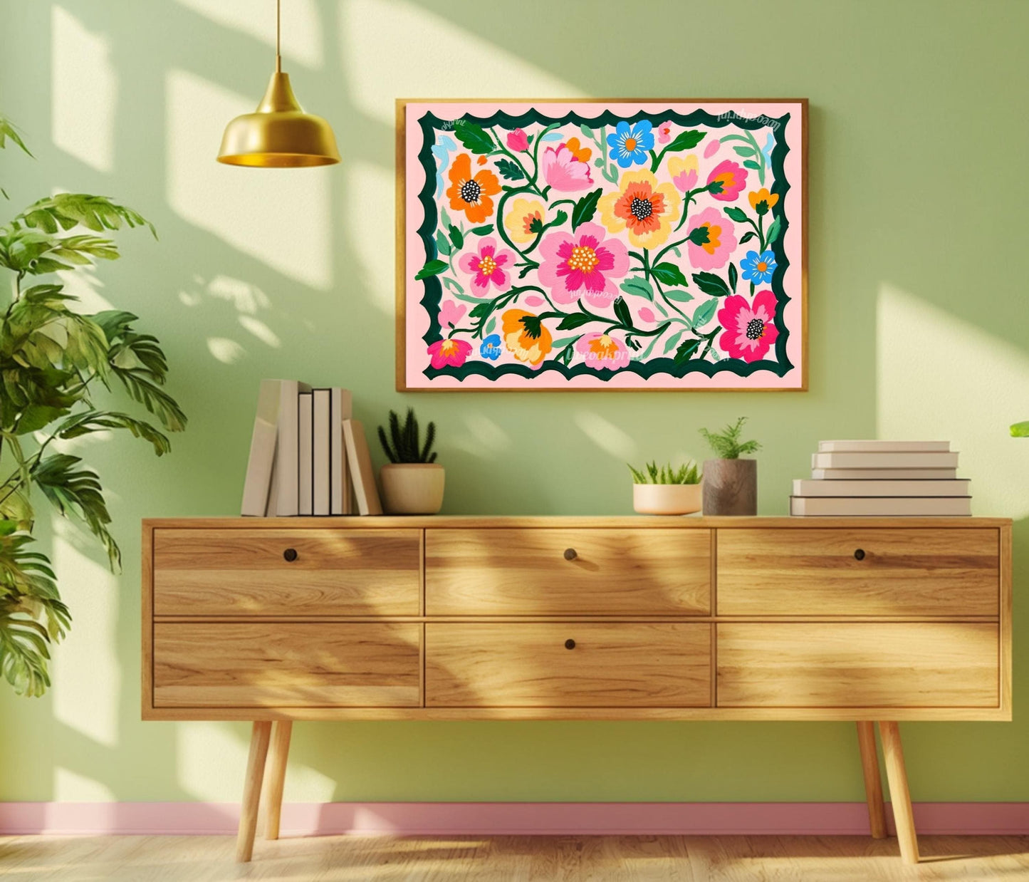 Floral Wall Art – Pastel Wall Art Folk Art Flower Print – Colorful Botanical Home Decor